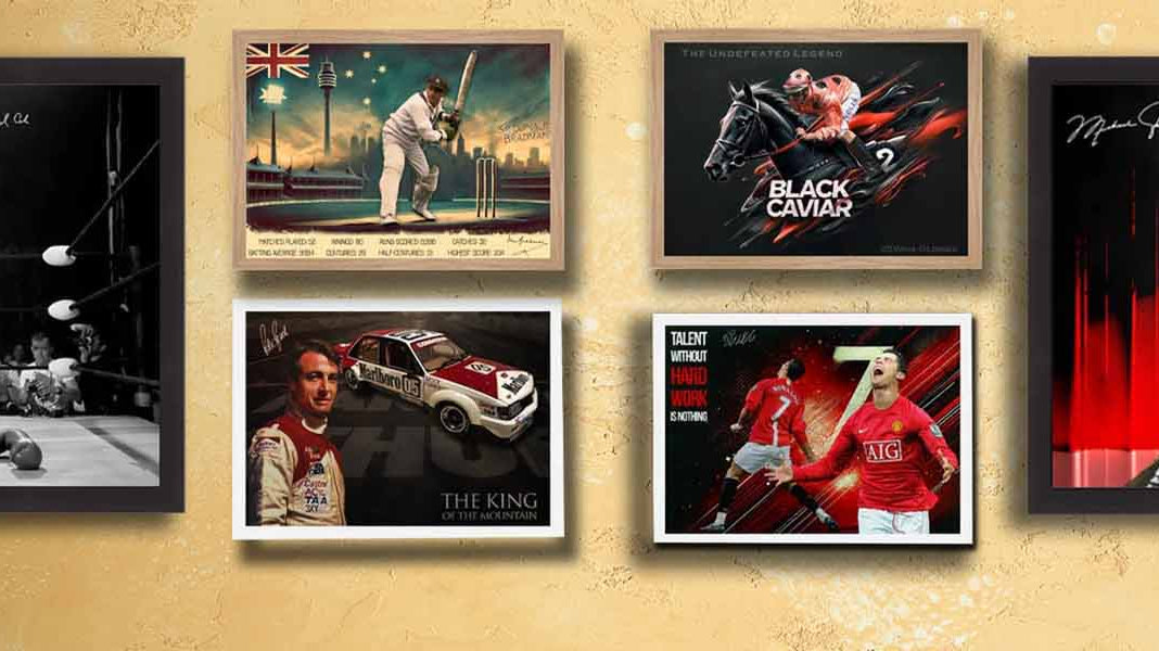 Man Cave decorated with Sports Cave Premium Sports Art.