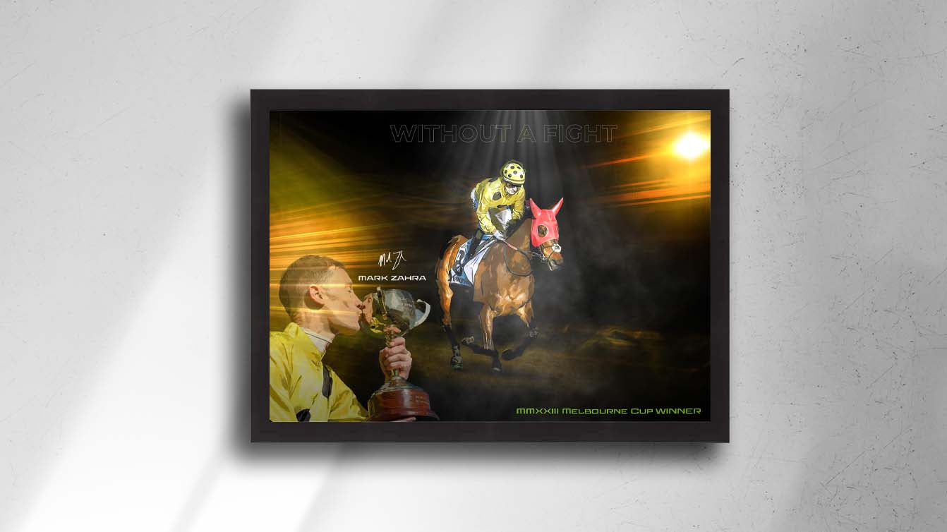 Without a fight winning the Melbourne Cup framed forever memorabilia!
