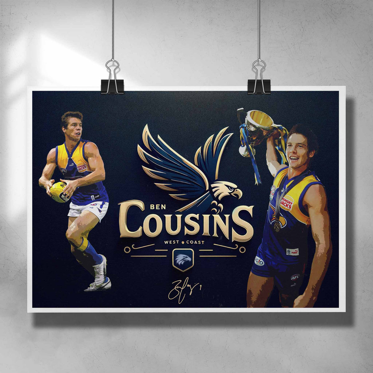 AFL poster by Sports Cave, featuring Ben Cousins from the West Coast Eagles.