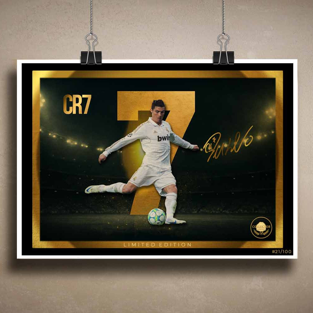 Unframed CR7 wall art from the Collector Series — a striking limited edition sports print perfect for fans and premium man cave wall décor.