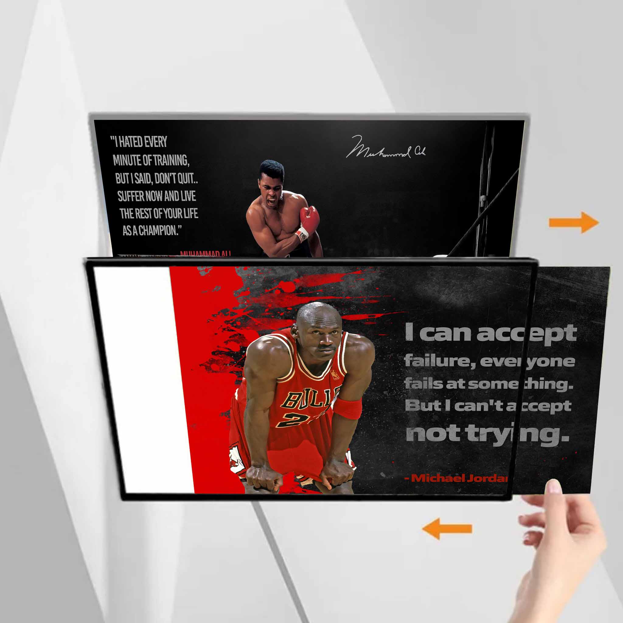 Easily swap sports posters in this ultra-slim LED light box display.