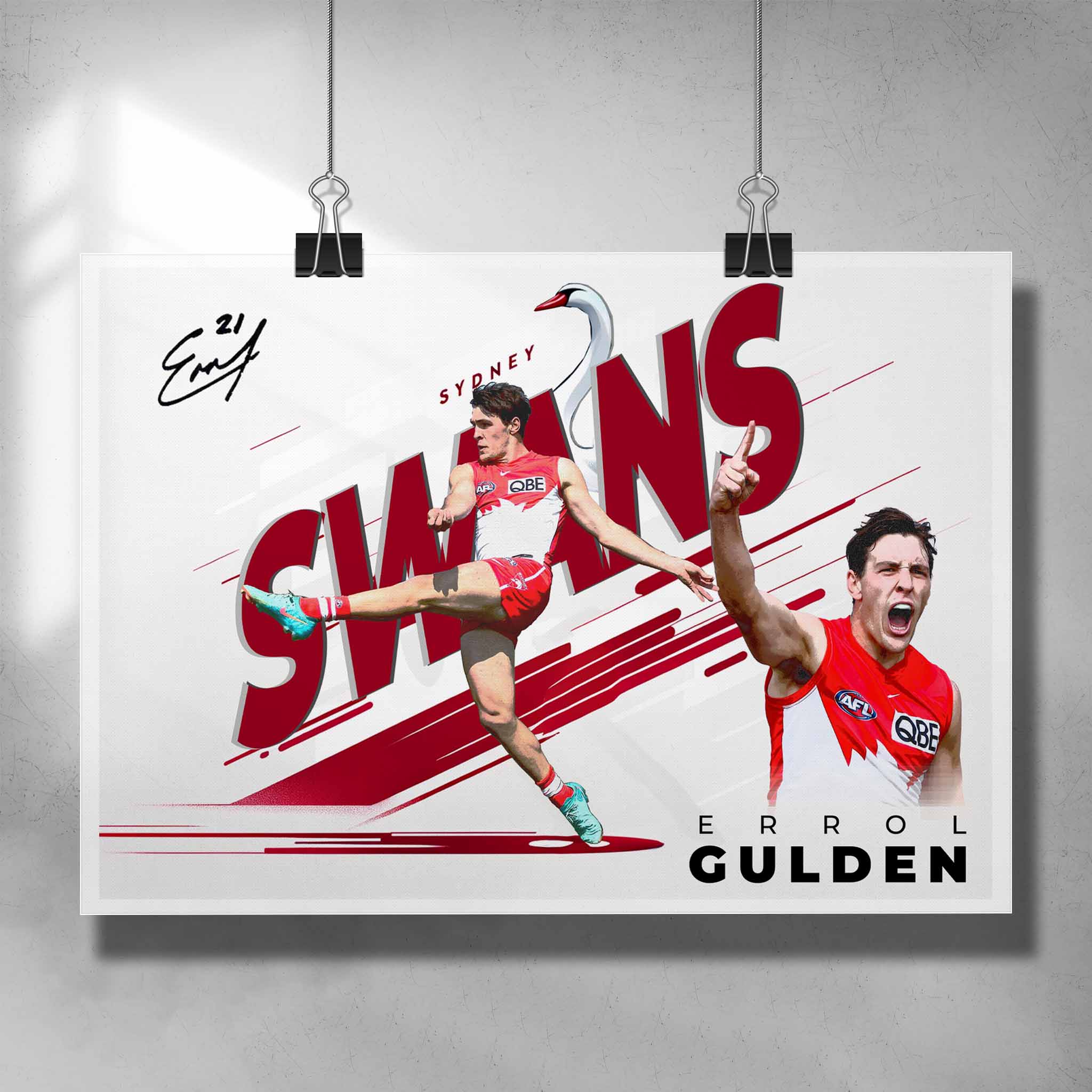 Errol Gulden Sydney Swans Poster by Sports Cave.
