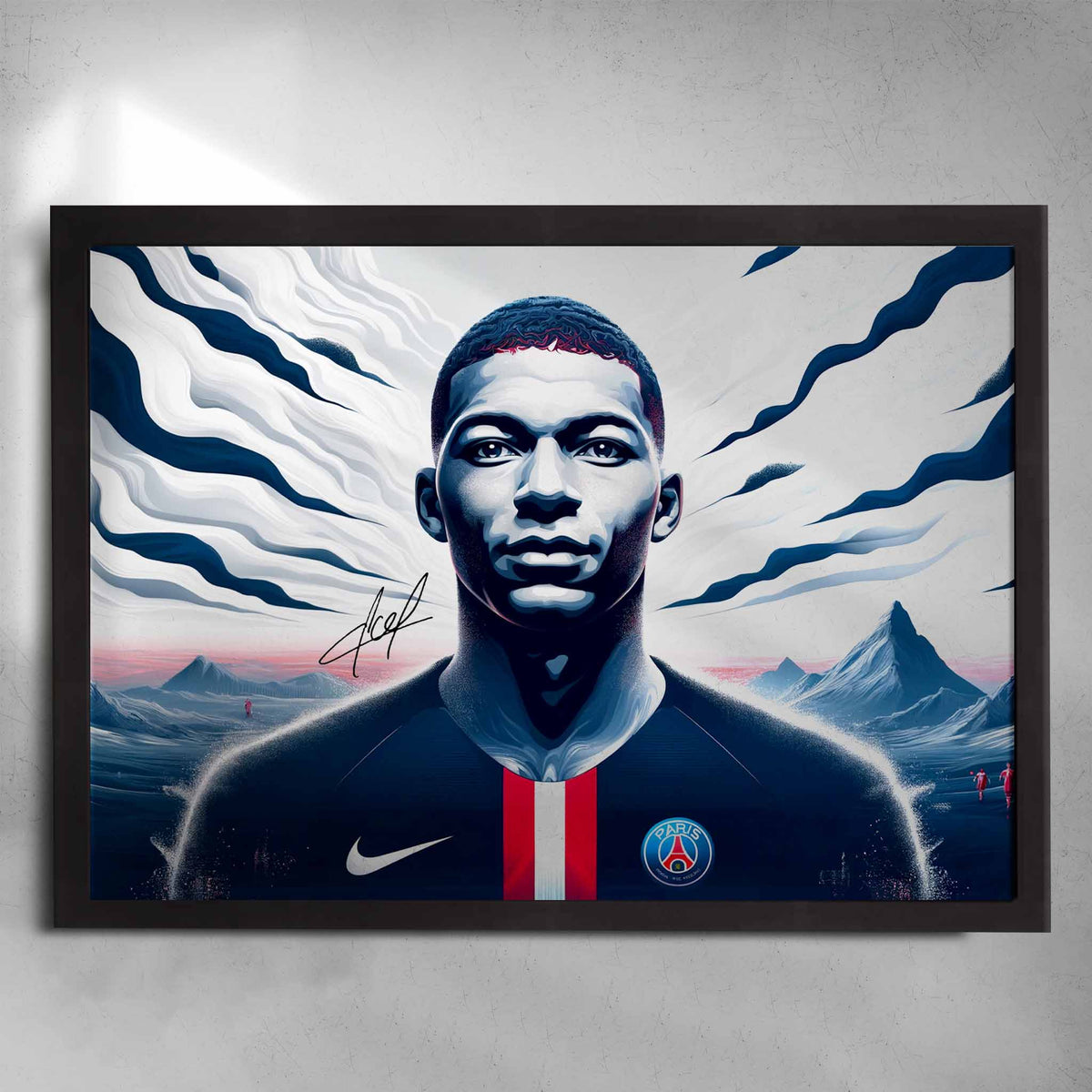 Kylian Mbappe Signed Poster Art Sports Cave