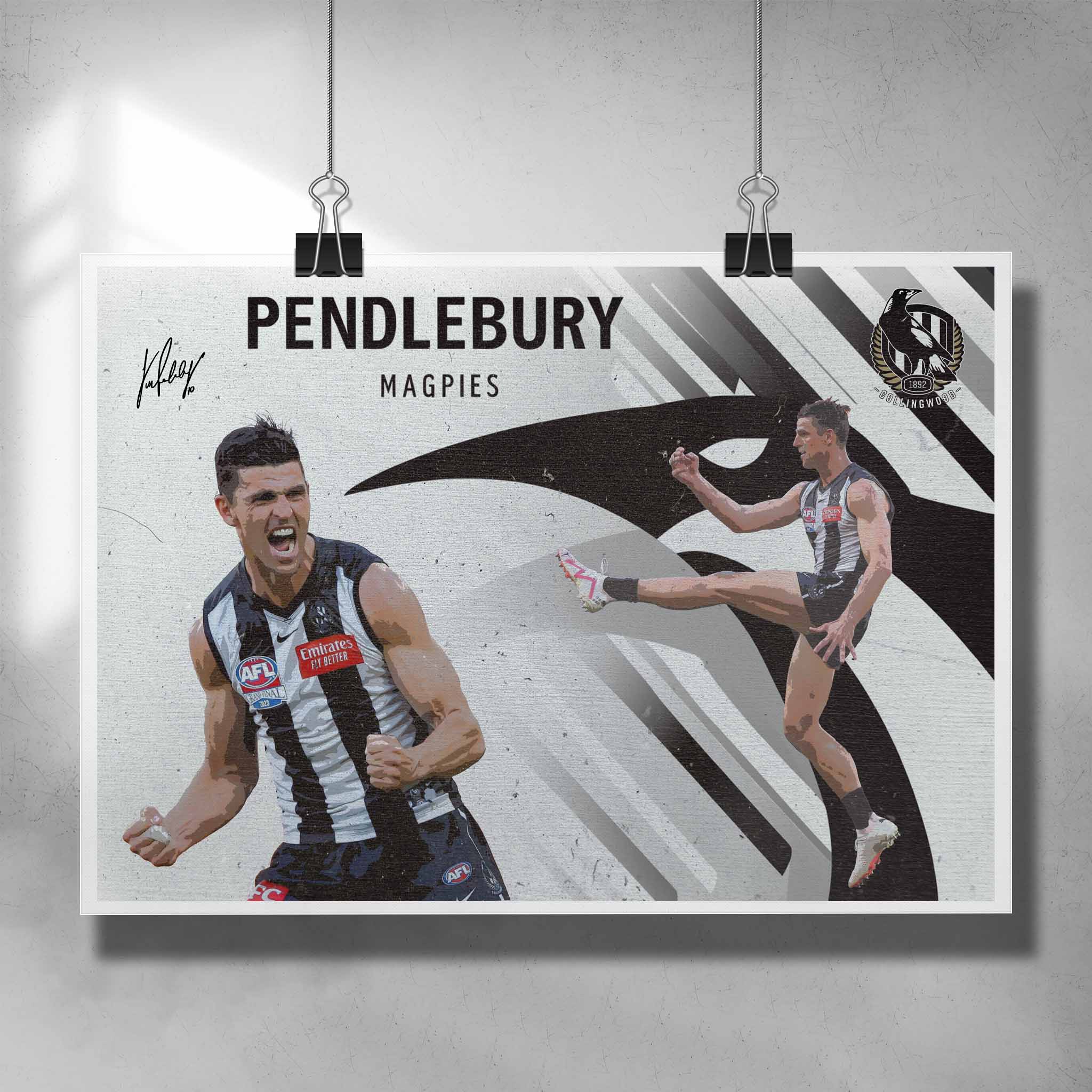 AFL Poster by Sports Cave, featuring Scott Pendlebury from the Collingwood Magpies.