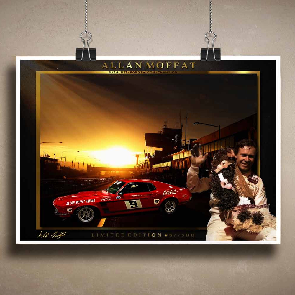 Unframed Allan Moffat Bathurst racing print — a bold piece of limited edition sports art for custom sports wall art lovers.