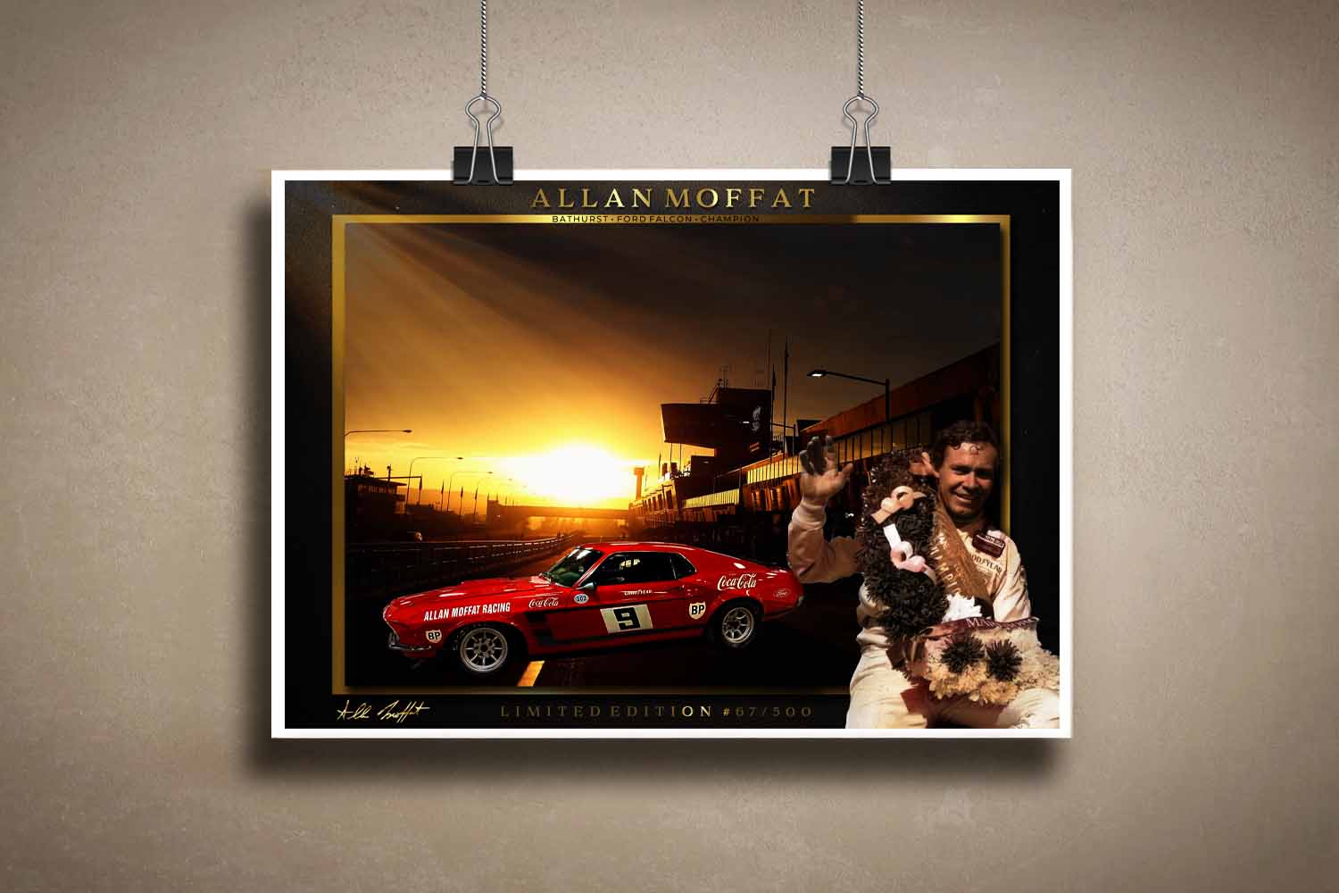 Unframed Allan Moffat Bathurst racing print — a bold piece of limited edition sports art for custom sports wall art lovers.