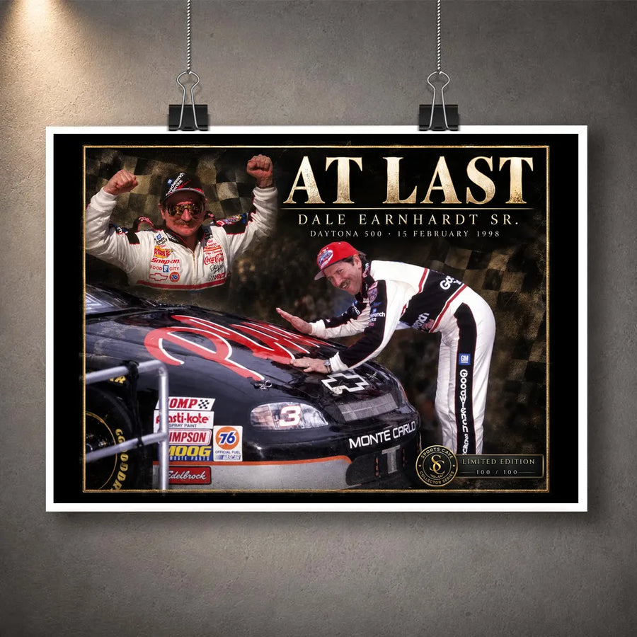 Unframed Dale Earnhardt Sr. NASCAR wall art featuring the At Last collector design.