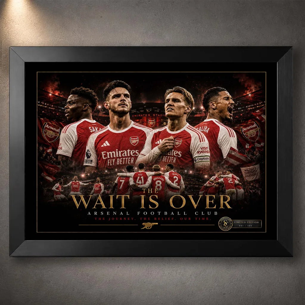 Black framed Arsenal football wall art