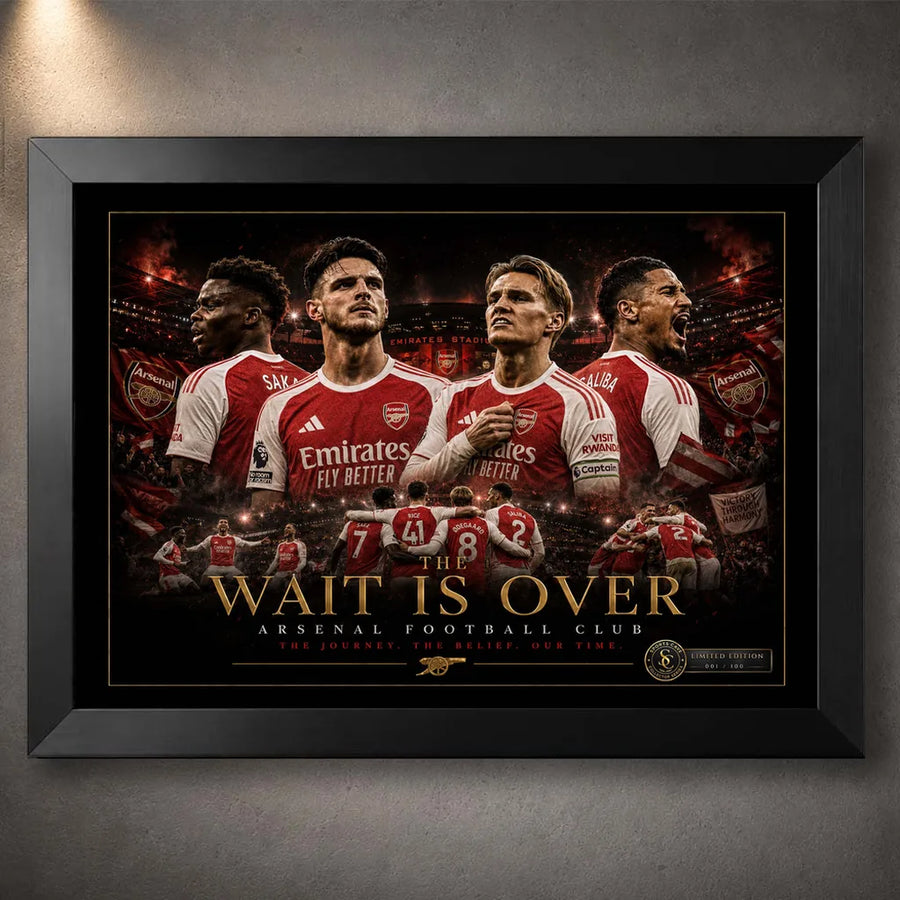 Black framed Arsenal football wall art