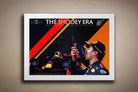 White-framed Daniel Ricciardo sports wall art celebrating his iconic shoey celebration during his Red Bull Racing years, 2016–2018.