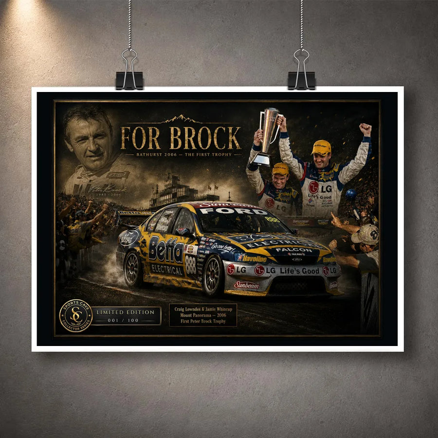 For Brock Bathurst 2006 limited edition sports print shown unframed for Australian motorsport collectors.