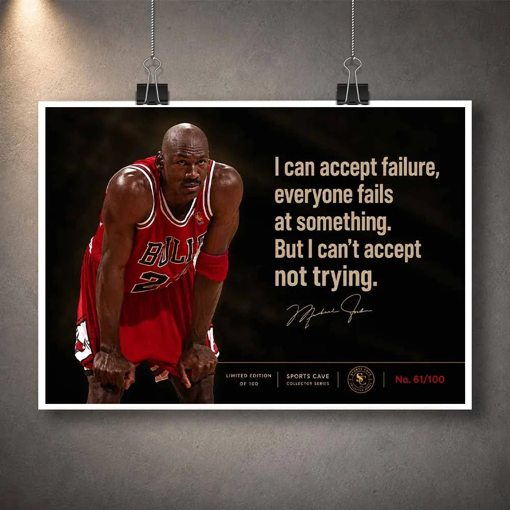Michael Jordan quote sports art print unframed, poster-only michael jordan wall art ideal for budget man cave décor.