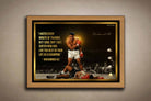 Premium oak-framed Muhammad Ali sports wall art capturing his career-defining knockout — perfect for fans of limited edition sports prints.