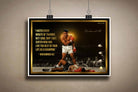 Unframed Muhammad Ali limited edition sports art featuring his iconic quote and knockout moment, perfect for premium sports wall art.