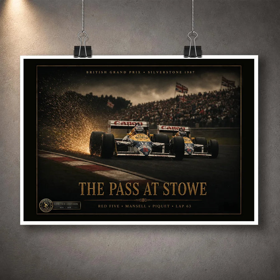 Unframed Nigel Mansell Red Five motorsport wall art, limited edition racing print.