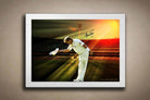 White-framed Shane Warne cricket memorabilia artwork featuring his final bow at the MCG — a stunning piece of framed sports art and man cave wall décor for true Australian cricket fans.