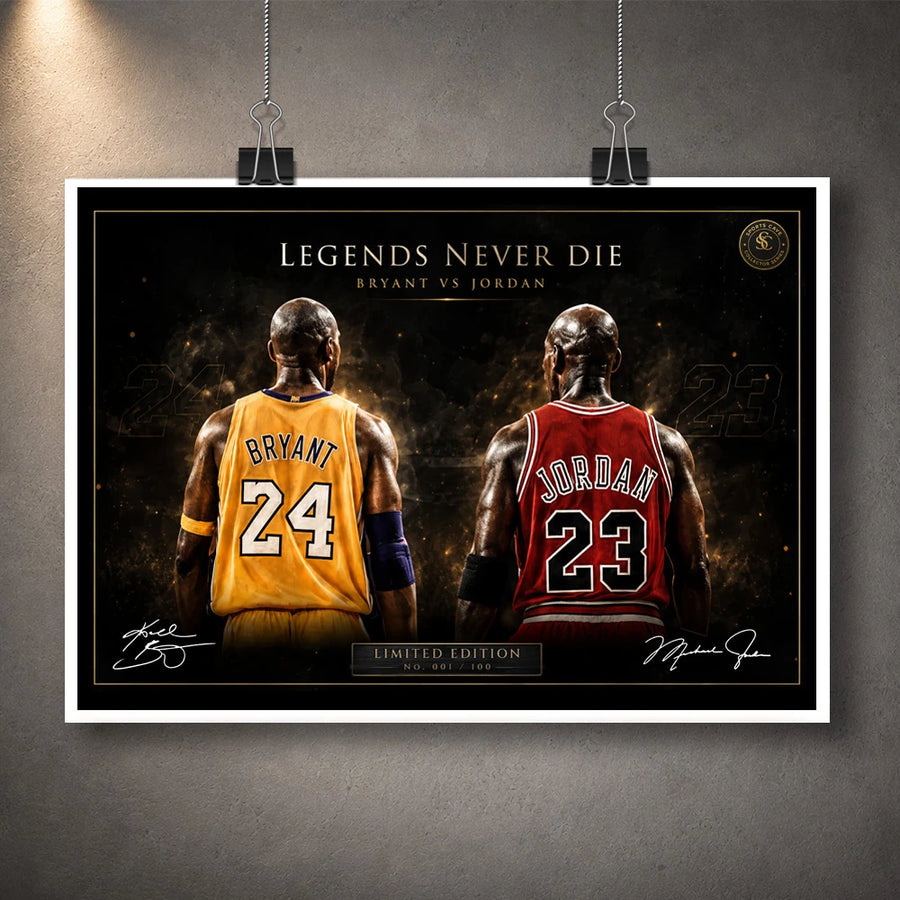 Unframed Kobe Bryant vs Michael Jordan Legends Never Die NBA wall art print