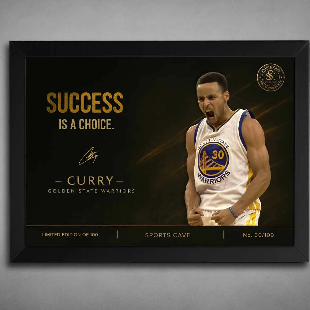 Stephen Curry success is a choice black framed sports wall art – limited edition NBA print by Sports Cave
