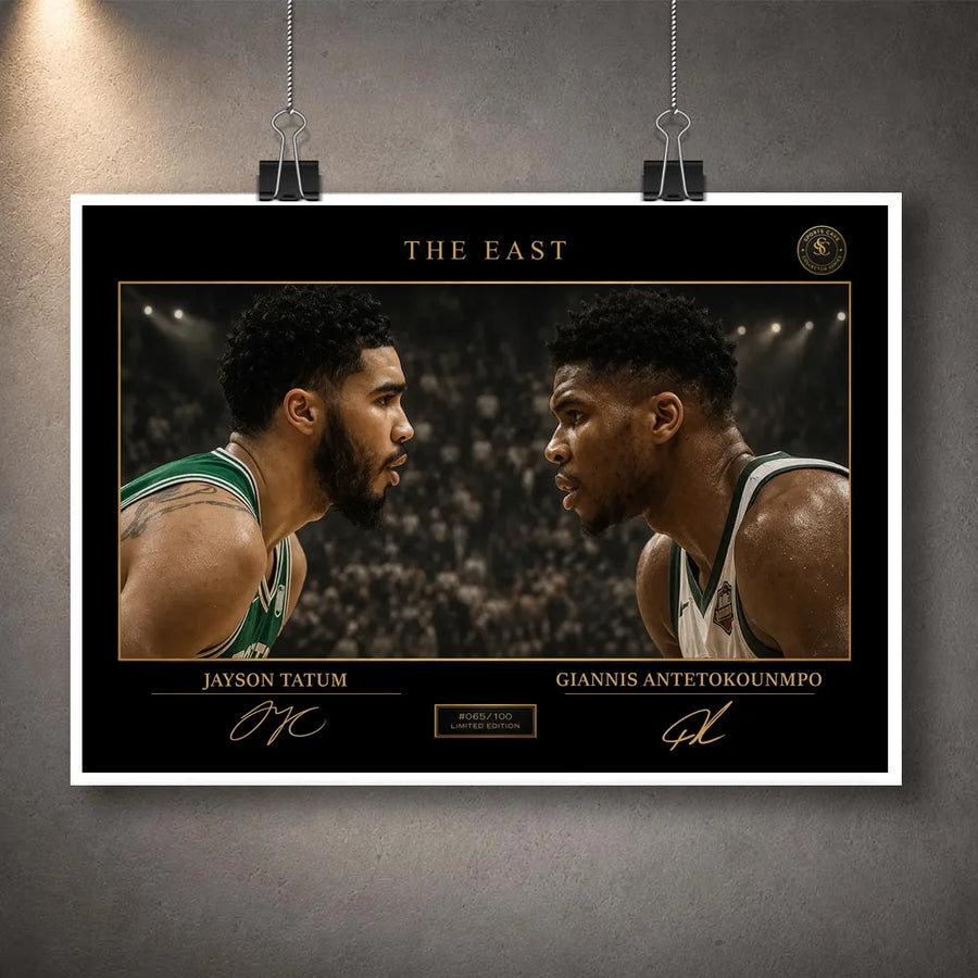 The East basketball wall art shown unframed with a clean border and clip display