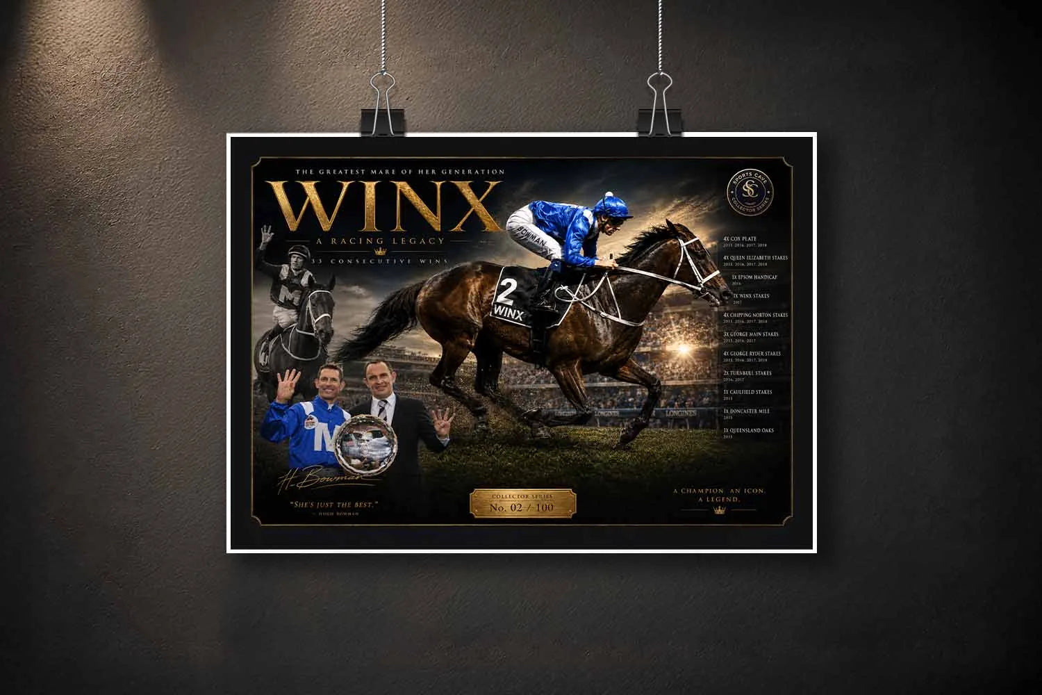 Unframed Winx horse racing sports wall art print showcasing the champion mare in limited edition style.
