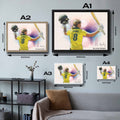 Visual representation of Ellyse Perry framed art size options, ranging from S - 21 × 30 cm (8.3 × 11.8 in) to L - 45 × 62 cm (17.7 × 24.4 in), for selecting the right size for your space.