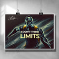 Motivational poster by Sports Cave, featuring Usain Bolt saying, "I don't think limits".