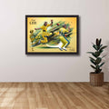 Brett Lee Cricket Art Poster by Sports Cave, highlighting the fast bowler's iconic career moments, ideal for fans and collectors.