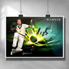 Unique cricket poster by Sports Cave, featuring Australian cricketer David Warner. 