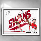 Errol Gulden Sydney Swans Poster in elegant white frame by Sports Cave.