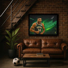 NBA Fans house with a framed art of Giannis Antetokounmpo from the Milwaukee Bucks.