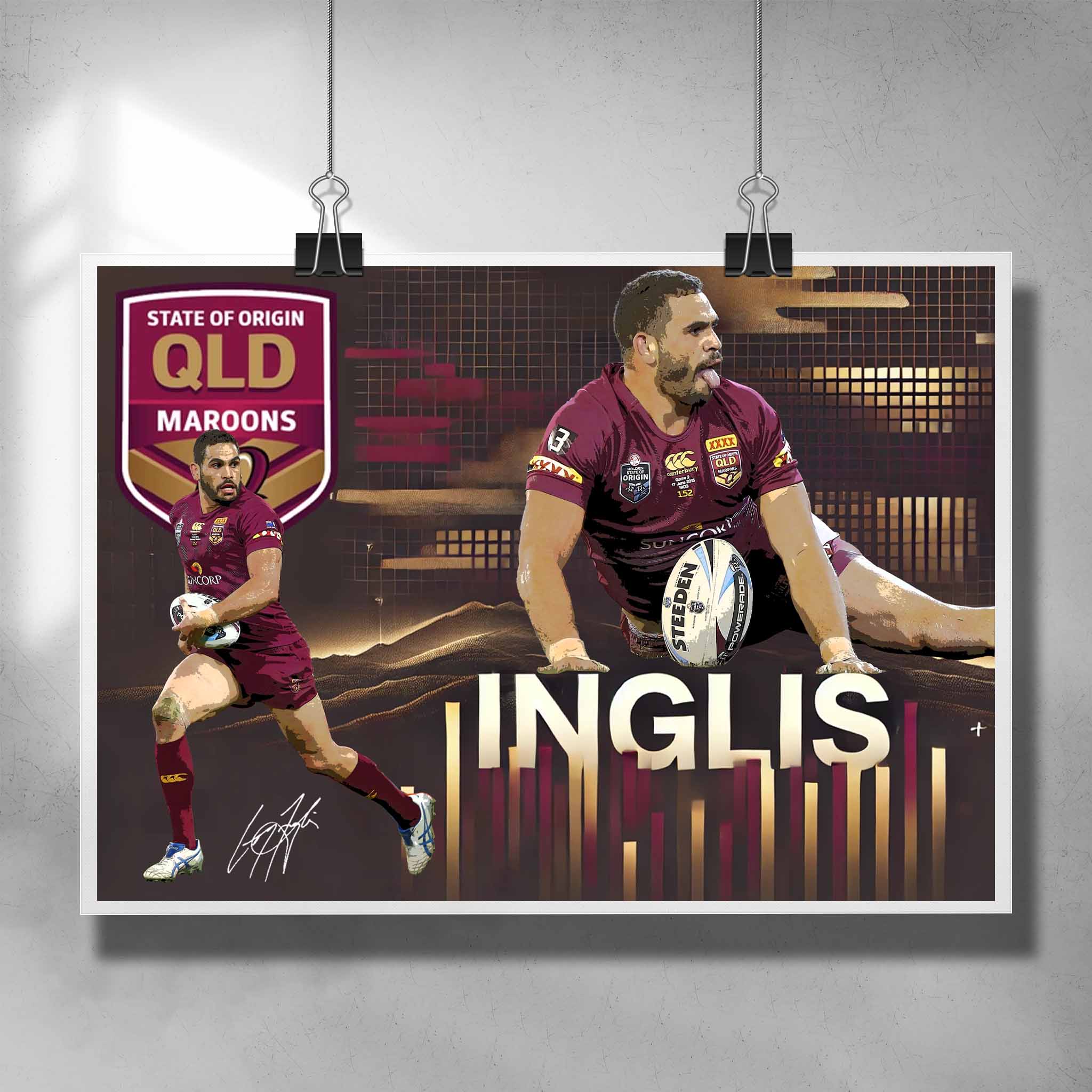 NRL Poster by Sports Cave featuring Greg Inglis State from QLD state of Origin.