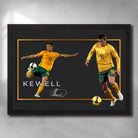 Black framed soccer art by Sports Cave, featuring Australian Socceroo's legend Harry Kewell.