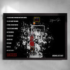 Michael Jordan wall art featuring his final shot, a premium framed sports memorabilia print for man cave wall décor.
