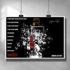 Unframed Michael Jordan wall art of his iconic last shot, a limited edition sports poster ideal for man cave wall décor.