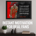 Michael Jordan wall art featuring his iconic quote, styled as framed sports art perfect for man cave décor or basketball fans.