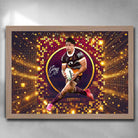Katoni Staggs Brisbane Broncos wall art in oak frame, showcasing an action shot of Staggs in maroon and gold colors, perfect for NRL fans. Premium fade-resistant framed poster.
