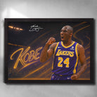 Black framed NBA Art featuring Kobe Bryant from the Las Angeles Lakers - Artwork by Sports Cave.