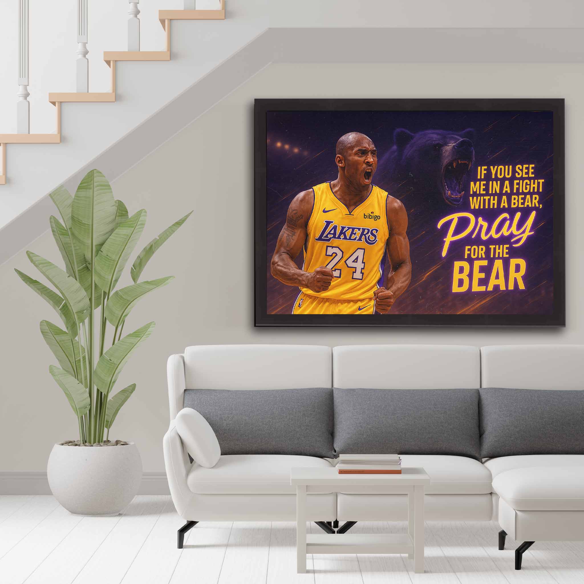Sports Cave featuring Kobe Bryant with the Mamba mentality quote "If you see me in a fight with a bear, pray for the bear".