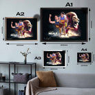 Framed Lachie Neale Art Sizing Guide.