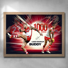 Oak framed AFL art by Sports Cave, featuring Lance "Buddy" Franklin from the Sydney Swans.