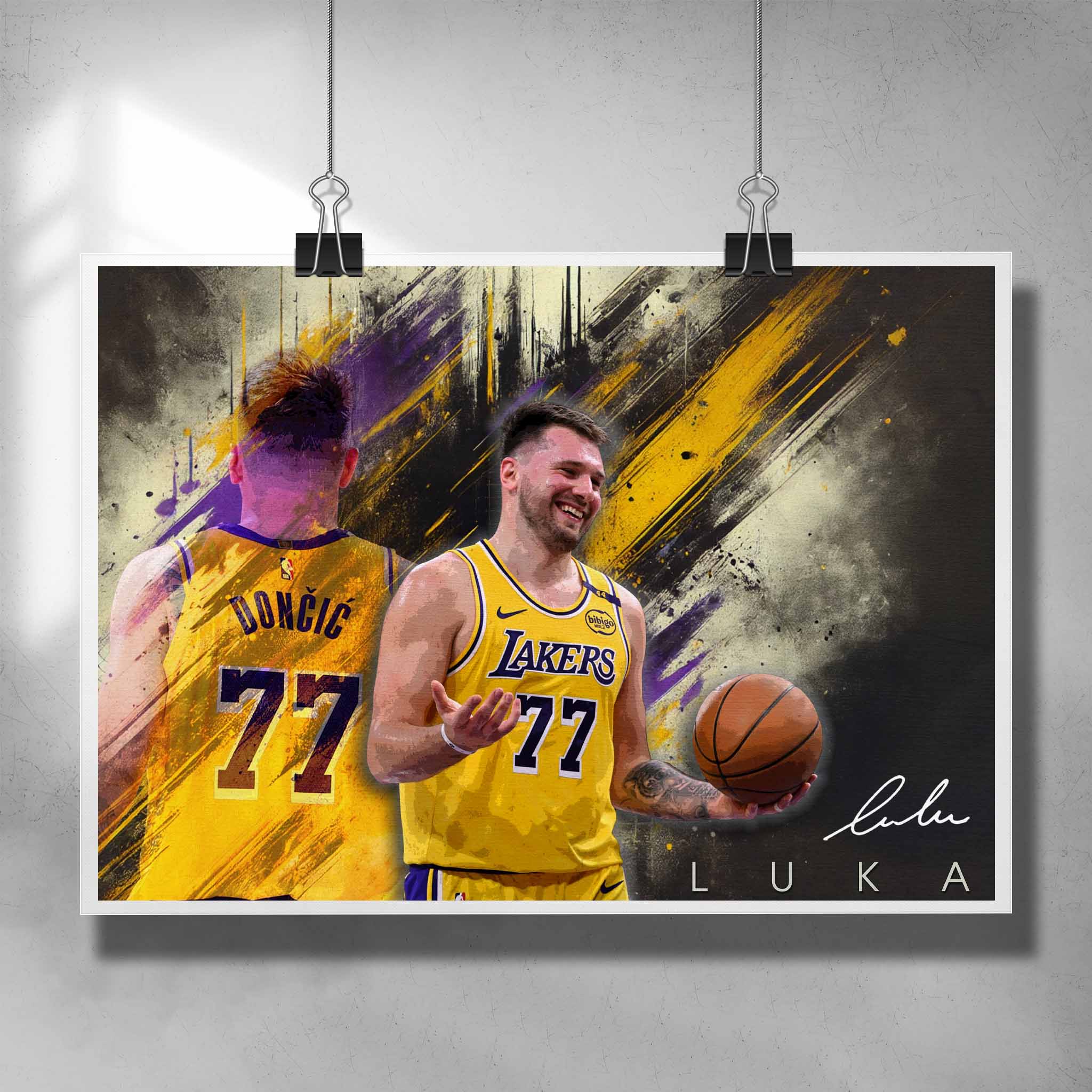 ​Luka Dončić Los Angeles Lakers signed poster by sportscaveshop.com