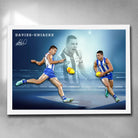 White framed AFL art by Sports Cave, featuring Luke Davies-Uniacke from North Melbourne Kangaroos. 