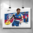 AFL poster by Sports Cave, featuring Marcus Bontempelli from the Western Bulldogs.