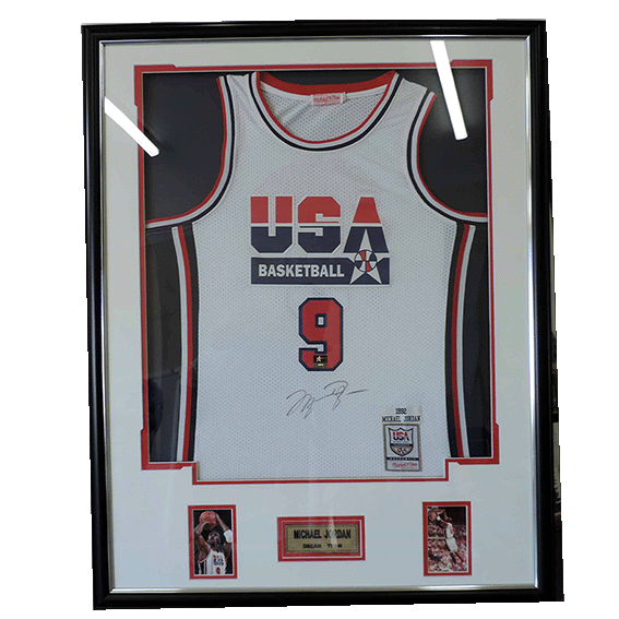 Custom Michael Jordan framed USA Jersey.
