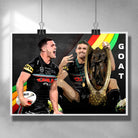 Unique NRL poster featuring 2023 Clive Churchill medalist Nathan Cleary the GOAT - Artwork by Sports Cave.