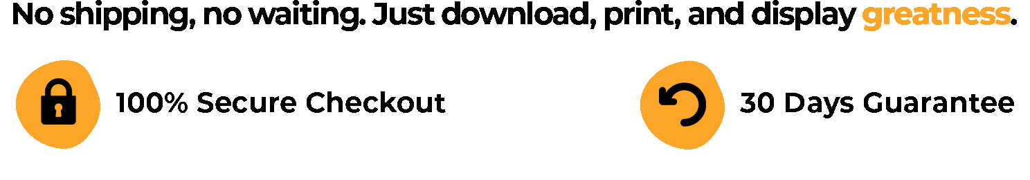 Secure checkout and 30-day guarantee banner for digital downloads.