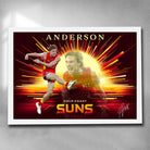White framed AFL art by Sports Cave, featuring Noah Anderson from the Gold Coast Suns.