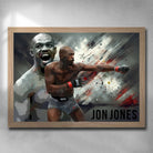 Oak framed UFC Art by Sports Cave featuring MMA fighter Jon Jones.