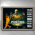 Oak framed cricket art by Sports Cave featuring Australian captain Ricky Ponting.