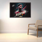 Devoted Manchester United fan's tribute: Marcus Rashford framed art proudly displayed on the wall.